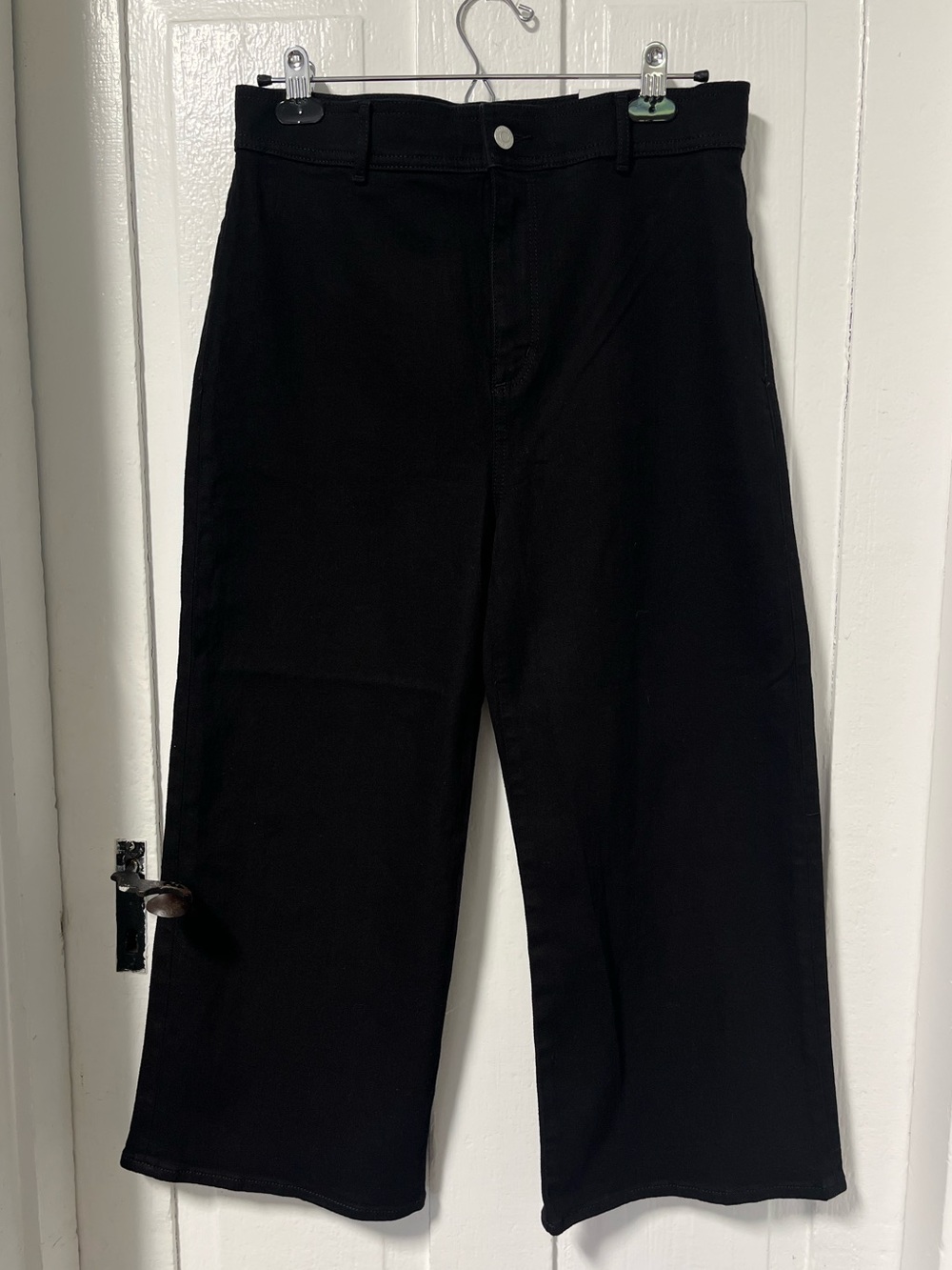 NWT Loft Black High RiseThe Culotte Wide Leg Cropped Denim Pants Size 8